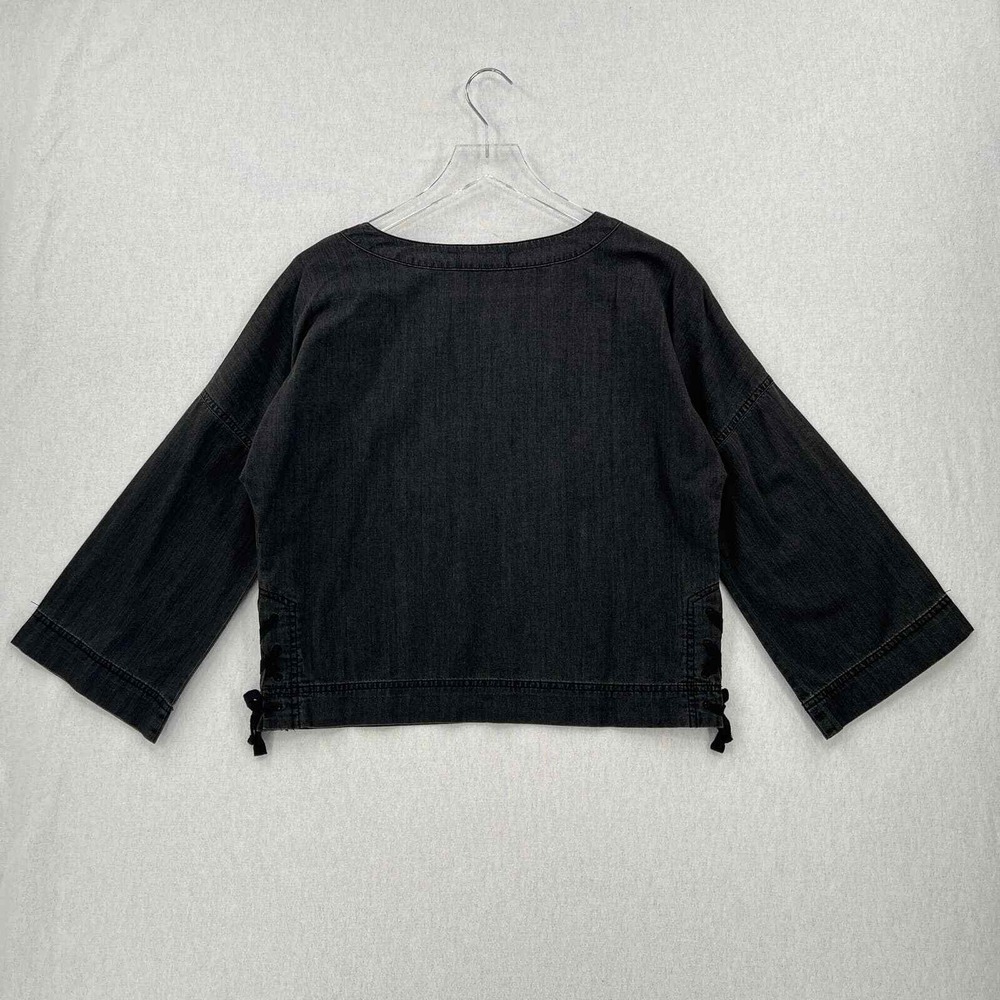 MADEWELL Shirt Womens Small Gray Denim Side Lace Top Sloan Black NWT - Picture 6 of 16
